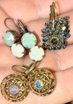 Серьги из хрустального и опалесцирующего стекла 3 шт. LIZ PALACIOS - Изображение 1 из 4