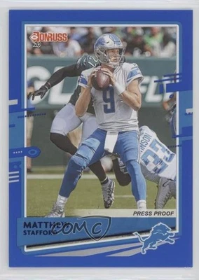 2020 Panini Donruss Photo Variation Press Proof Blue Matthew Stafford #96 - Image 1 of 2