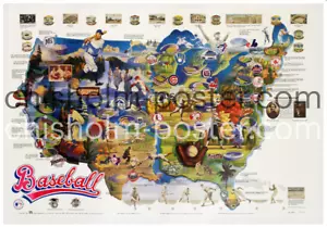 NUEVO Envuelto ~ 1992 Mapa de Estadio de Béisbol EE. UU. De colección Póster Deportivo MLB - Imagen 1 de 15