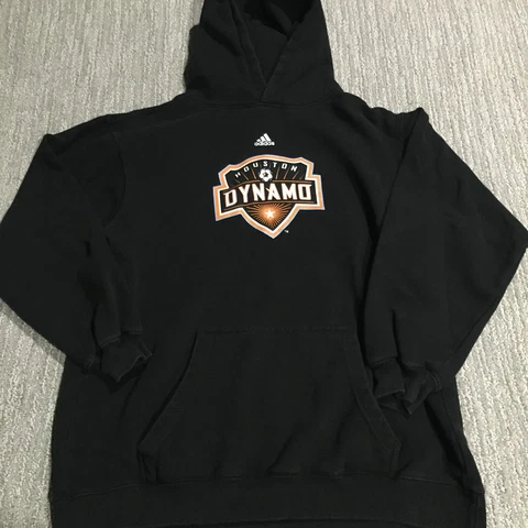 Houston Dynamo Adidas Hoodie Men's Large Black Sweater Jacket Sweatshirt Soccer Cover