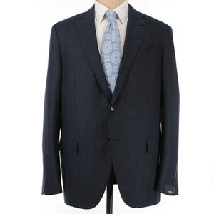 Lardini NWT 100% Wool Suit Size 56R US 46 in Blue/Black Mini Check - Picture 1 of 9