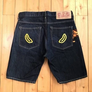 BAPE milo embroidered denim shorts A Bathing Ape Size S - Picture 1 of 9