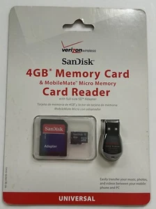 4GB Memory Card & Micro Card Reader Verizon Wireless Sandisk Universal - Picture 1 of 2
