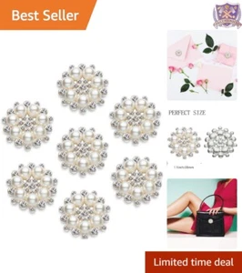 30 Pcs Round Metal Pearl Rhinestone Buttons Flatback Craft DIY Wedding Decora... - Picture 1 of 9