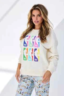 Moletom Terez NBA Technicolor Crew feminino Sugar Swizzle médio novo com etiquetas - Imagem 1 de 4