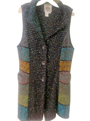 Curio sleeveless cardigan long Vest button knit boucle sz L - Image 1 of 4