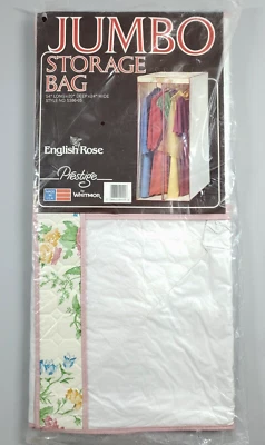 Vintage NOS Whitmor Jumbo Quilted Storage English Rose Garment Bag 54"x20'x24" - Image 1 of 4
