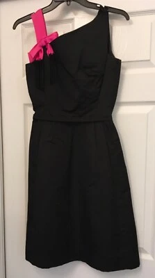 PRECIOSO VESTIDO DE CÓCTEL VINTAGE MISS BROOKS, NUEVA YORK, TALLA 4, NEGRO CON LAZO ROSA Foto 1 de 4