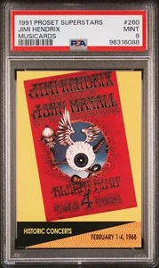 1991 PROSET SUPERSTARS MUSICARDS 260 JIMI HENDRIX PSA MINT 9 - Imagen 1 de 2