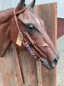 single ear medium oil beaded headstall - Picture 1 of 2
