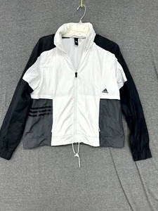 Adidas Windbreaker Jacket Girls 12/17 Multicolor Mesh Lined Hooded Full Zip - Picture 1 of 9