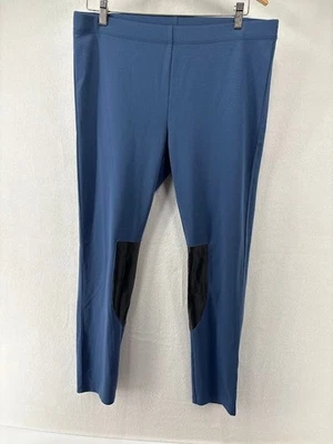 Leggings femininas Victoria Secret tamanho grande azul marinho com destaque de couro sintético - Imagem 1 de 4