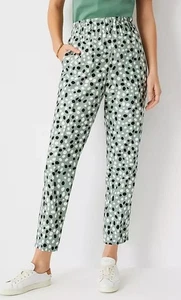 Pantalones al Tobillo Ann Taylor Fácil Pequeños Verde Salvia Negro Blanco Lunares Eclécticos - Imagen 1 de 8