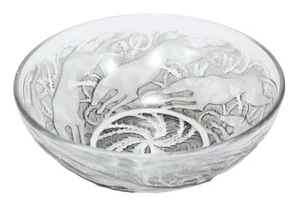 Antique RENE LALIQUE France "Chiens" Art Glass Greyhound Dog Deco Bowl - Picture 1 of 10