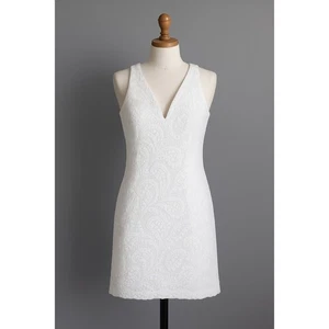 Lilly Pulitzer Womens Dress Size 4 White Lace Paisley Sheath Preppy Coastal - Picture 1 of 8