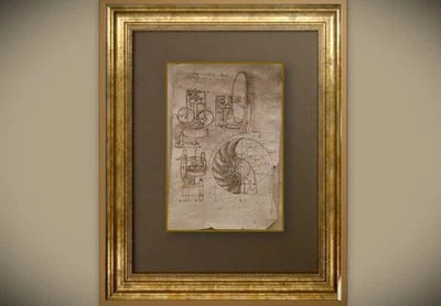 Hand Drawing Studies of Hydraulic Device and Mechanism Leonardo da Vinci Codex - Image 1 of 4