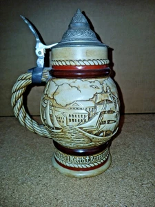 Seemannskrug Bierkrug mit nautischen Motiven und Schiffen maritimer Krug - Picture 1 of 8