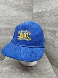 Vintage Alaska Corduroy Snapback Hat The Great Land Embroidered Adjustable Cap - Picture 1 of 8