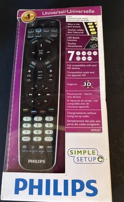 Philips 7 Device Simple Set Up Universal Remote Control Backlit - NEW - Image 1 of 4