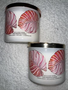 Bath & Body Works Candle PINK PINEAPPLE SUNRISE 14.5oz 3-Wick tropical Lot Of 2 - Picture 1 of 20