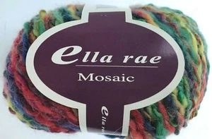Ella Rae Mosaik #7 türkis grün gelb rot Mohair Merinowolle Boucle Garn Knäuel - Bild 1 von 4