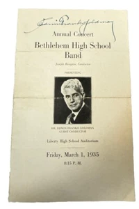 Programma musicale vintage 1935 firmato del compositore e direttore Edwin Franko Goldman - Foto 1 di 6