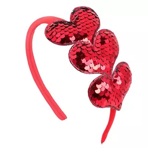 Valentine's Day Headbands Glitter Heart Hair Band Red Love Sequin Headband Ro... - Picture 1 of 7