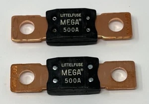 Fusible atornillado Littelfuse 0298500 MEGA 500A Time Delay 32V 298 Series, Paquete de 2 - Imagen 1 de 3