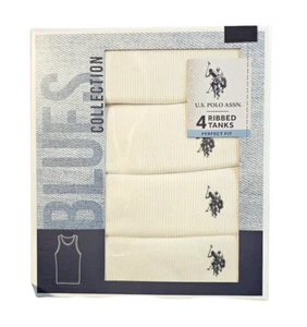 U.S.POLO ASSN.® Men's 4 Pack Ribbed Tanks Cotton White - Picture 1 of 5