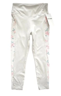 PINK Victoria's Secret Nwt Off White Floral Fleece Lined Leggings Legging Pant M - Image 1 of 4