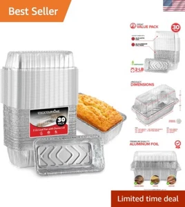 Disposable Aluminum Loaf Pans with Lids, 2 Lb 30 Pack Foil Baking Tins with P... - Picture 1 of 8