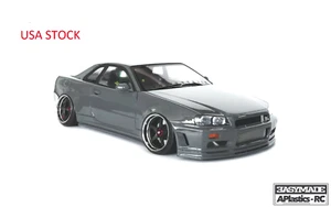 UNPAINTED RC Body Car Drift Touring 1:10 Nissan Skyline R34 GTR APlastics Shell - Picture 1 of 5