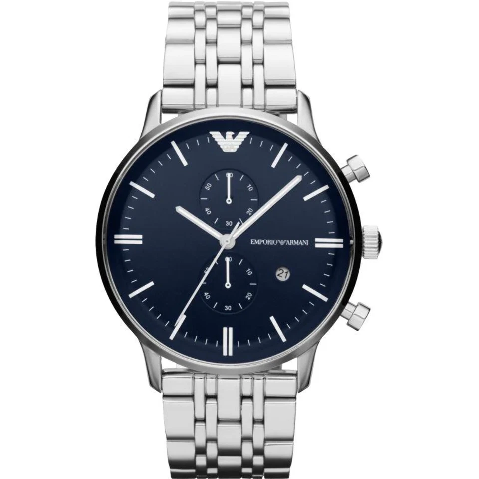 Emporio Armani AR1648 43mm Silver Stainless Steel Case, Silver   Stainless Steel Bracelet, Men's Wristwatch