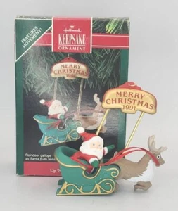 1991 Hallmark Keepsake Ornament Up N Down Journey Rudolph Santa Sleigh  U236 - Picture 1 of 9