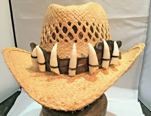 Genuine.Crocodile leather hatband 7 jumbo teeth Adjustable hats Australian made - Picture 1 of 6