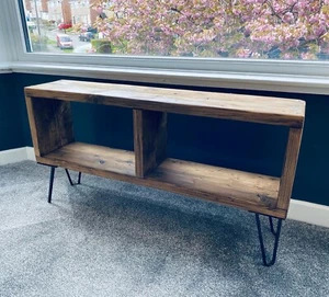 Handmade Console Unit Table made from Reclaimed, Repurposed Scaffolding Wood - Picture 1 of 11