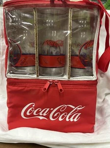 Vintage Collectible Set of 6 Coca-Cola Glasses 6" & Insulated Cooler Bag 461 - Picture 1 of 8