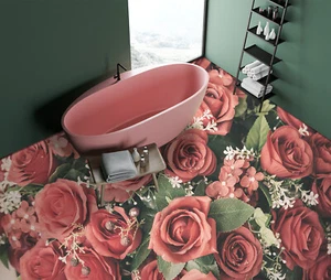 3D Rote Rose C1726 Fußboden Wandbild Unentschied BildTapete Familie DE Amy - Bild 1 von 5