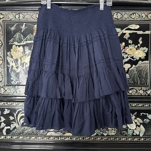 Women’s Size 6 Navy Blue Ralph Lauren Cotton Tiered Skirt 1/22 - Picture 1 of 5