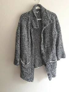 Eileen Fisher Strickjacke groß Grobstrick Baumwolle Pullover Kragen Druckknopf - Bild 1 von 7
