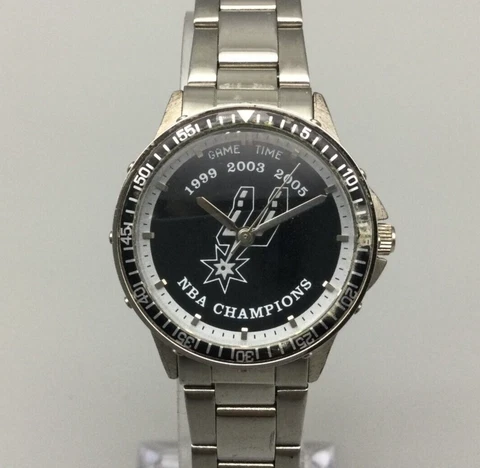 San Antonio Spurs NBA Champions Watch Women Silver Tone Round New Battery 7.5" Cover