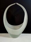 Contemporary Frosted Art Glass Abstract Basket Shaped Bowl 12" Tall
