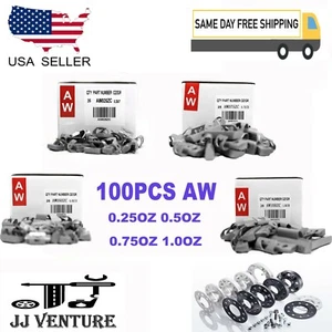 100 Pcs CLIP-ON WHEEL WEIGHT BALANCE AW STYLE .25oz .5oz .75oz 1.0oz - Foto 1 di 5