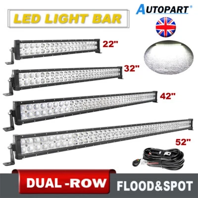 22 32 42 50 52 inch LED Work Light Bar Dual Row Spot Flood Combo 12V Offroad SUV - Image 1 of 4