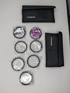 58mm Set of 7 Polaroid CPL, FL-D, UV, MC Close Up +1,2,4,10 filters with cases - Picture 1 of 4