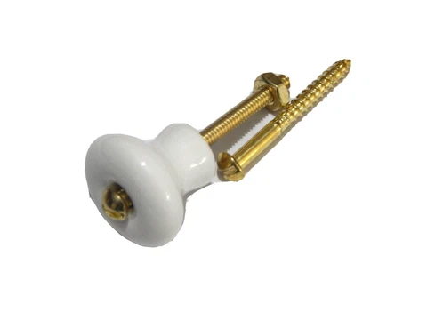 Porcelain Knob With Brass Plated Screw For Door or Drawer Cover