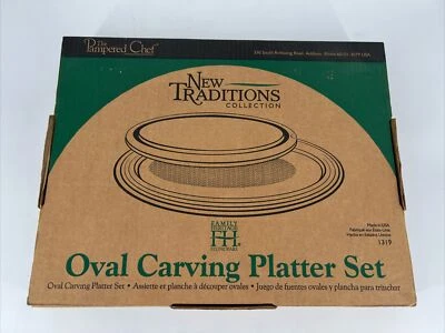 Pampered Chef 1319 White/Gray New Traditions Collection Oval Carving Platter Set - Image 1 of 3