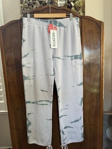 Wildfox Sweatpants Women's Sz Large Nikki Tie Dye Cargo Style Teal Blue NWT $118 - Picture 1 of 9