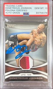 Demetrious Johnson auto 2011 Topps card #MTMR-DJ UFC PSA 10 GEM MINT GU Patch