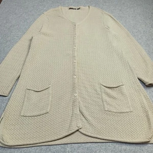 Cardigan Gudrun Sjoden XXL 2XL maglia cotone biologico maglione lungo strutturato zig-zag - Foto 1 di 12